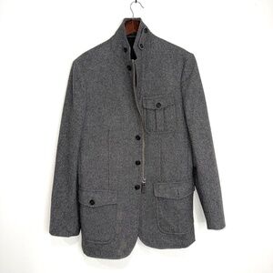 MARTIN + OSA Mens Small Charcoal Gray Wool Full Zip Long Sleeve Pea Coat Jacket